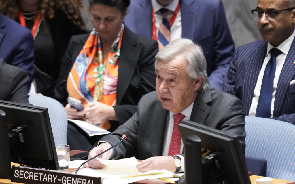UN Chief's Remarks on Hamas Attacks Spark Israeli Outrage