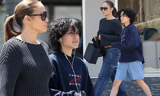 Jennifer Lopez's Fashionable Outings in Beverly Hills with Daughter Emme.