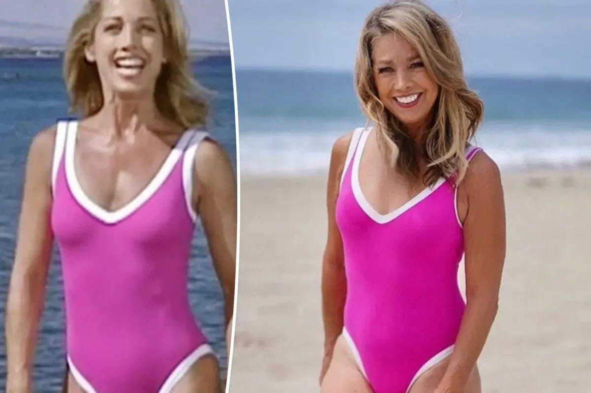 Fitness icon Denise Austin, 66, rocks 30-year-old swimsuit with ease.