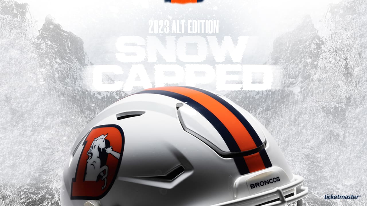 Featured image for "Broncos Introduce 'Snowcapped' Alternate Helmet for 2023 NFL Season"