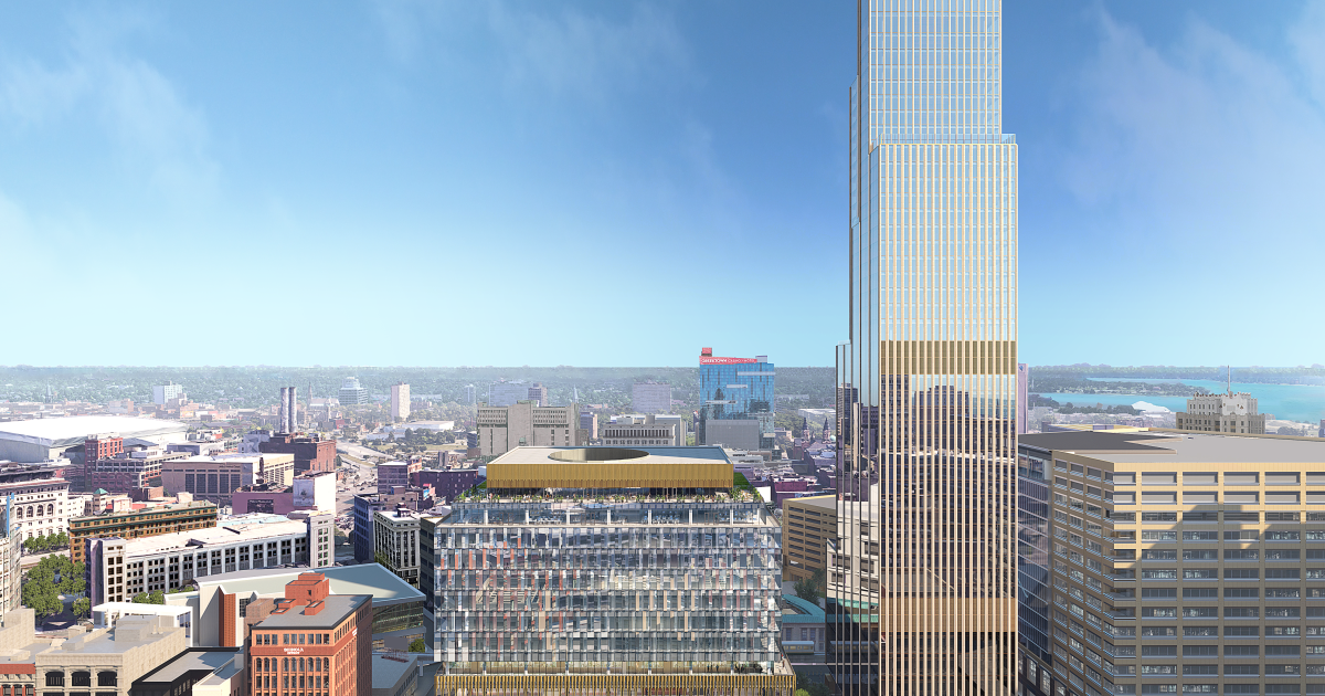 Featured image for "Hudson's Site Skyscraper Officially Named Michigan's Second Tallest Building"