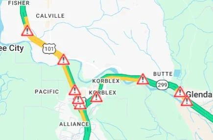 Wet Roads Spark Multi-Crash Morning on 101/299 Near Arcata