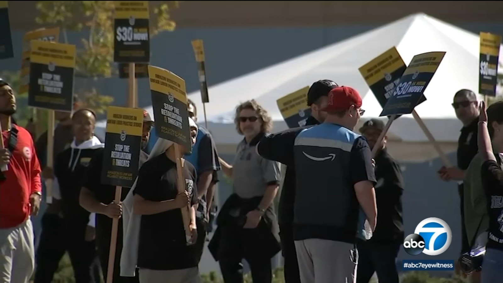 Teamsters lead Amazon warehouse walkout in Palmdale
