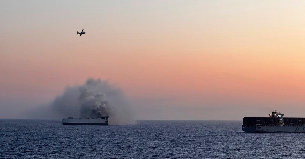 Featured image for Cargo Ship Carrying 3,000 EVs Catches Fire Off Alaska