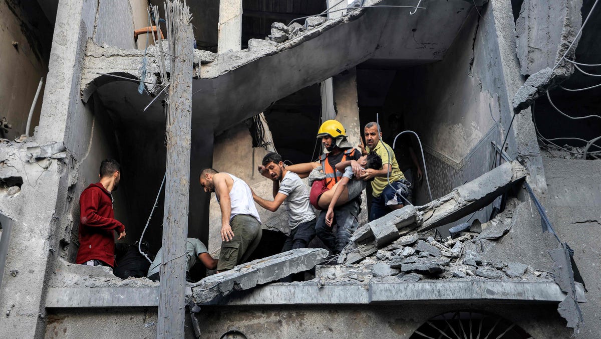 "Desperate Search for Loved Ones: Palestinians and Israelis Amidst the Devastation"