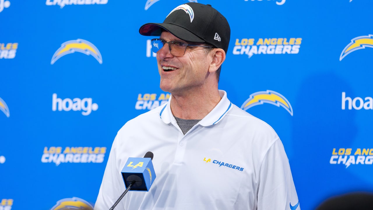 Featured image for "Jim Harbaugh's Bold Prediction for the Chargers' 2024 Draft Pick"