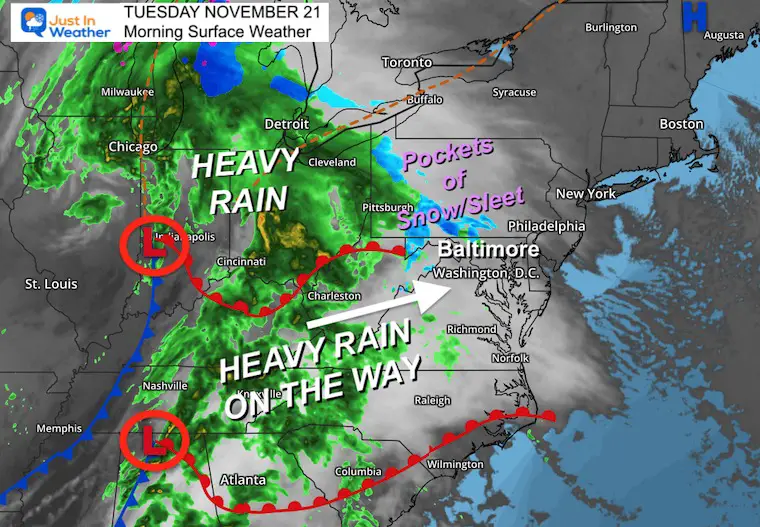 "Rainy and Advisories: November 21 Weather Forecast"