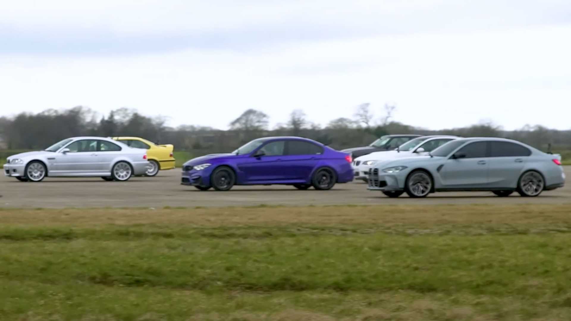 Featured image for "BMW M3 Generations Face Off in Epic Drag Race Showcasing Performance Evolution"