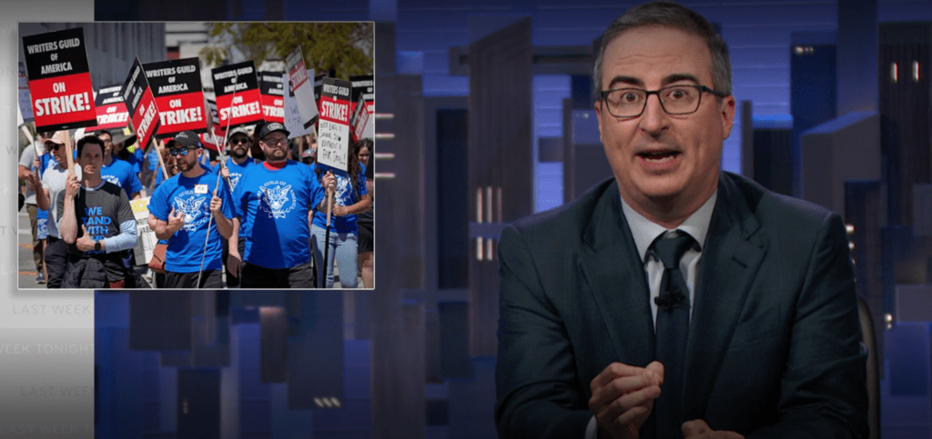 Featured image for John Oliver Applauds Fair Deal for Writers, Calls for Equity for Actors and Crews