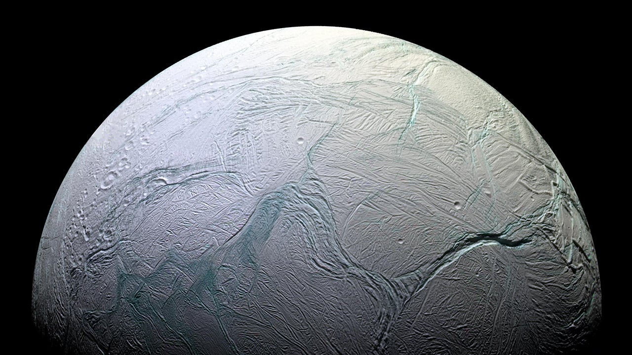 Webb Telescope Observes Massive Water Plume Erupting from Saturn's Moon Enceladus