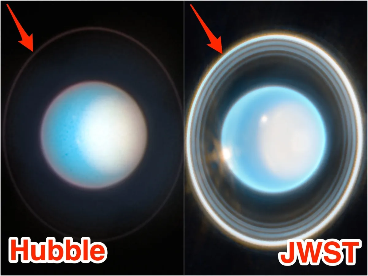 James Webb telescope reveals unseen rings of Uranus.