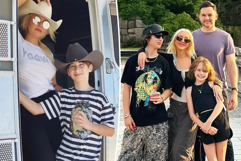 Featured image for Christina Aguilera Shares Rare Family Photo Highlighting Kids' Growth