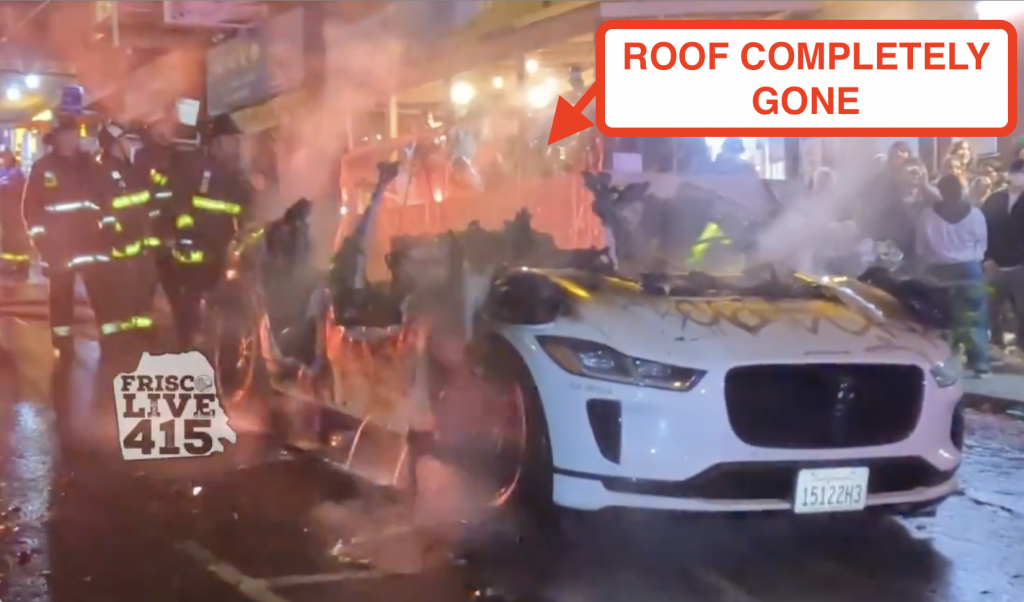 Featured image for "Waymo Self-Driving Car Vandalized and Set Ablaze in San Francisco's Chinatown"