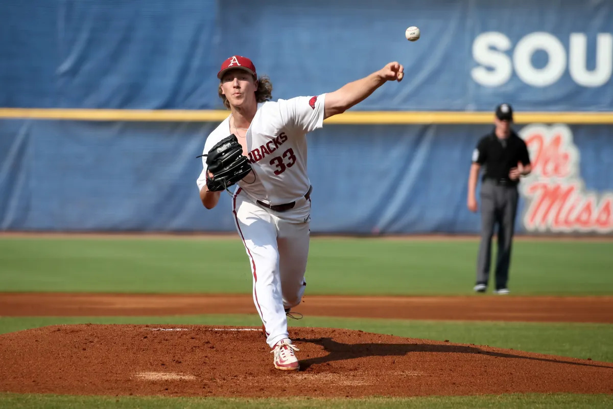 Featured image for Hagen Smith's 17-Strikeout Performance Propels Arkansas to Victory
