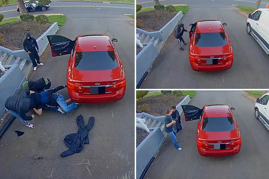 Connecticut homeowner thwarts car theft attempt by four thieves.