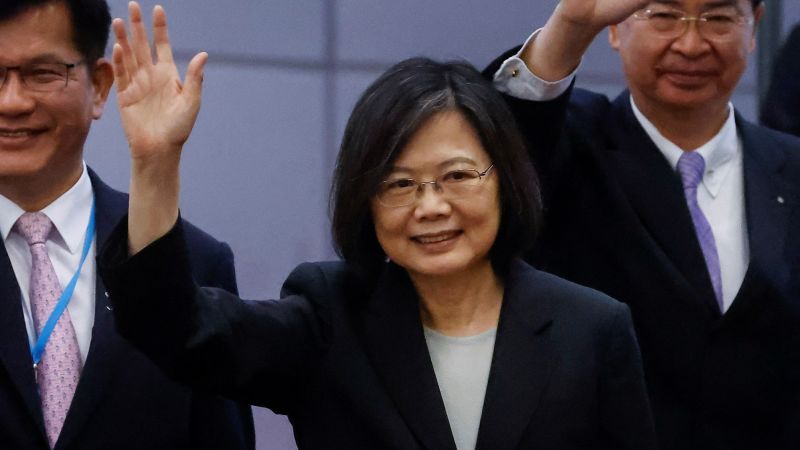 Taiwan's President Tsai Ing-wen heads to US amid China's threats.