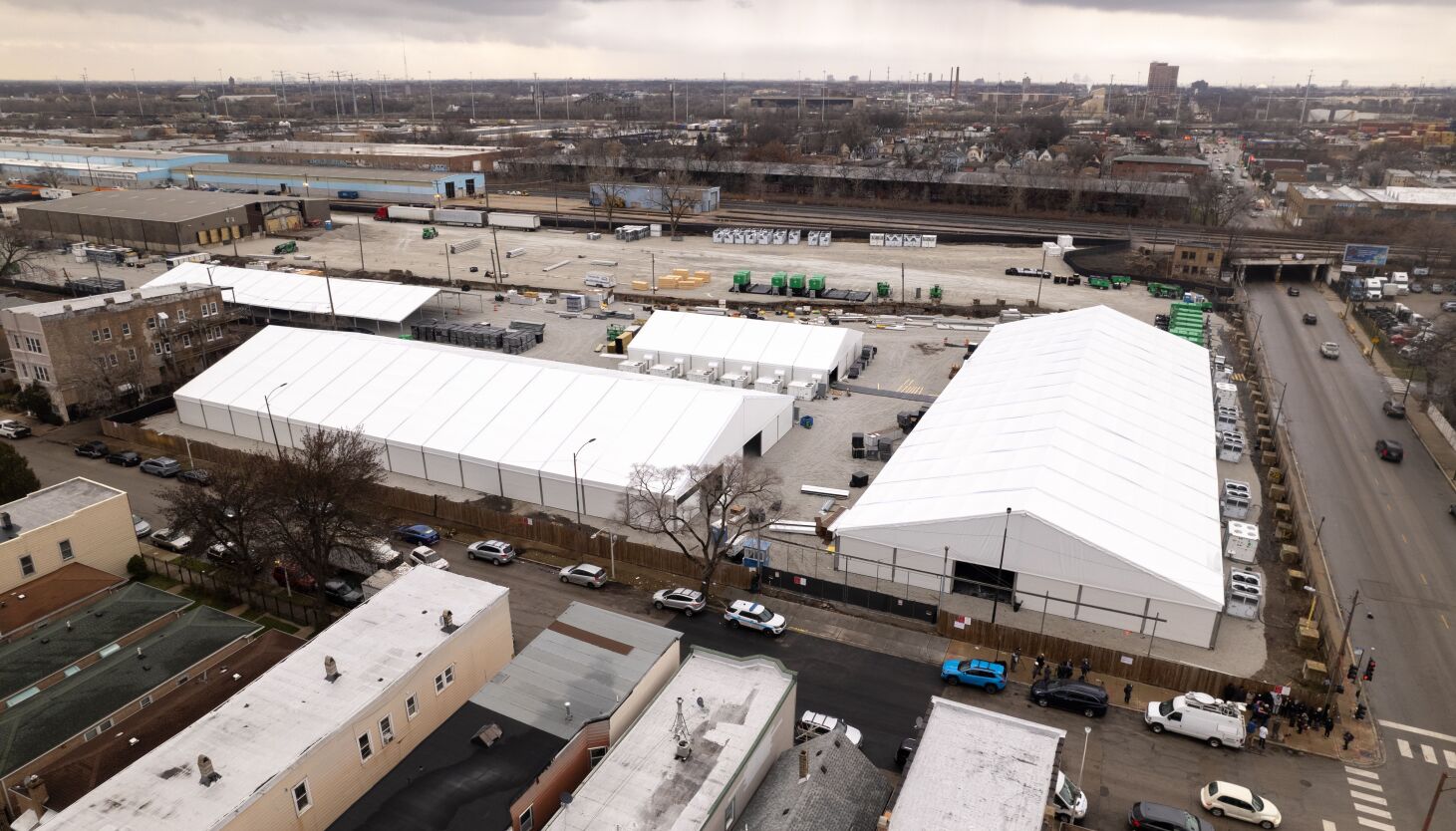 Featured image for "Governor Pritzker Halts Migrant Tent Site in Brighton Park Citing Health Concerns"