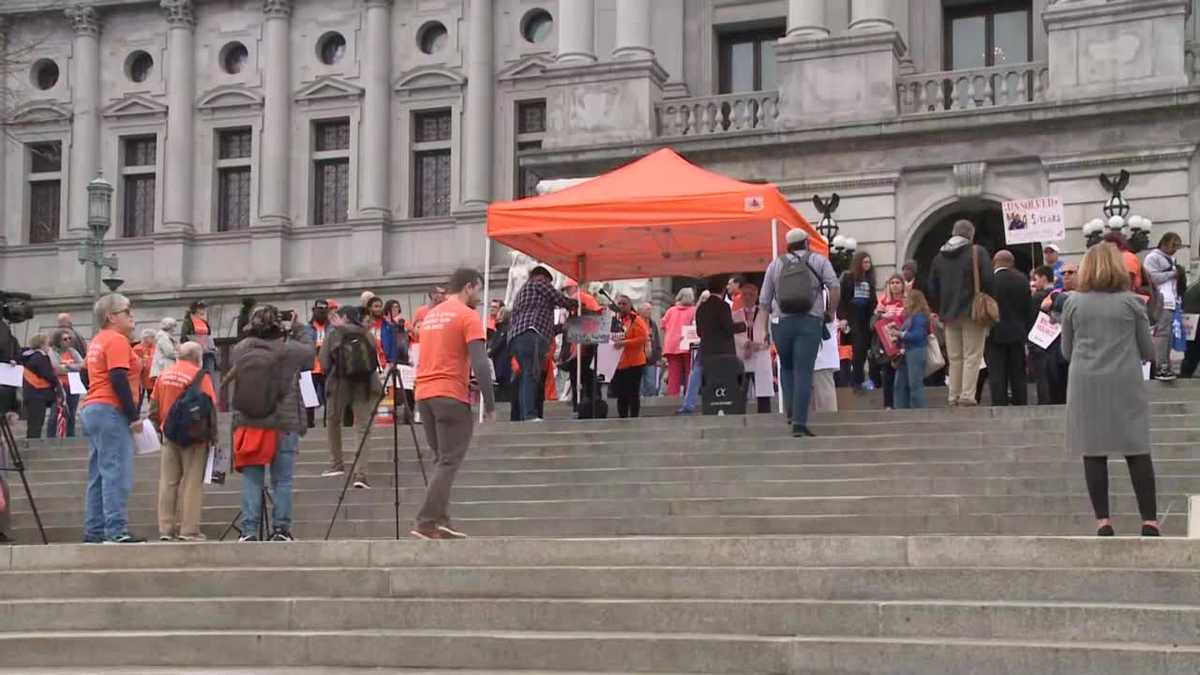 Gun violence prevention advocates rally at Pennsylvania State Capitol.