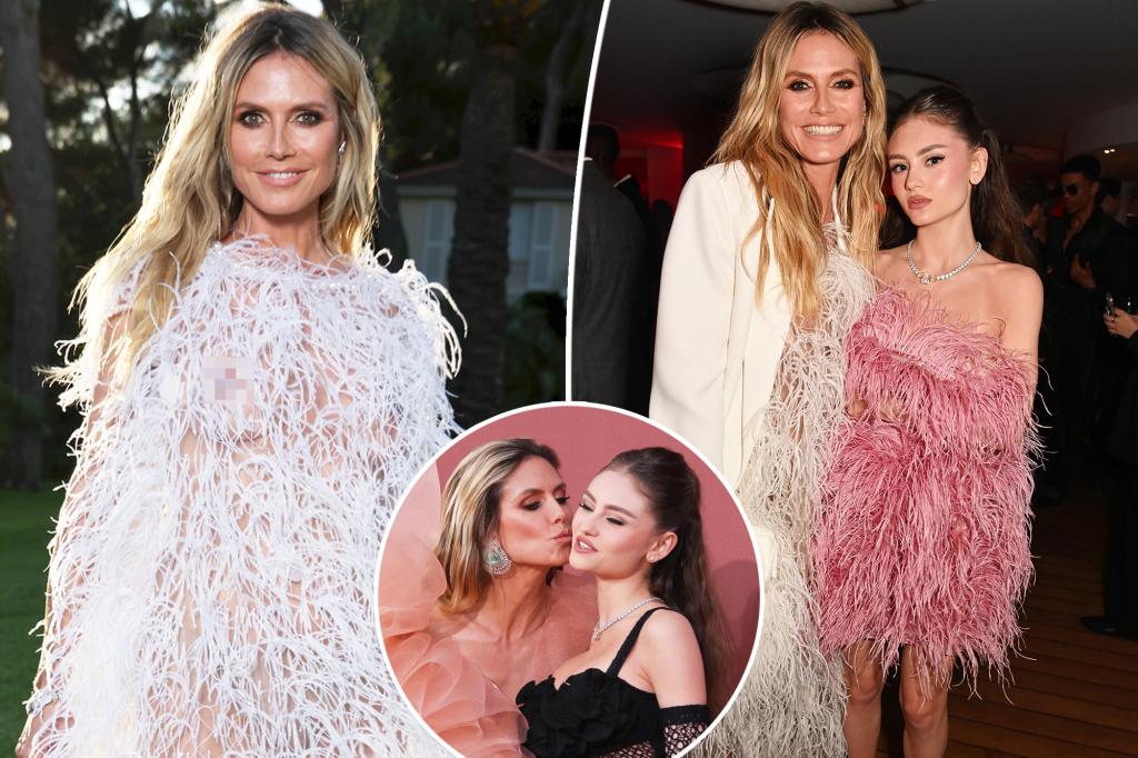 Featured image for Heidi Klum and Daughter Leni Stun in Feathered and Ruffled Dresses at amfAR Gala