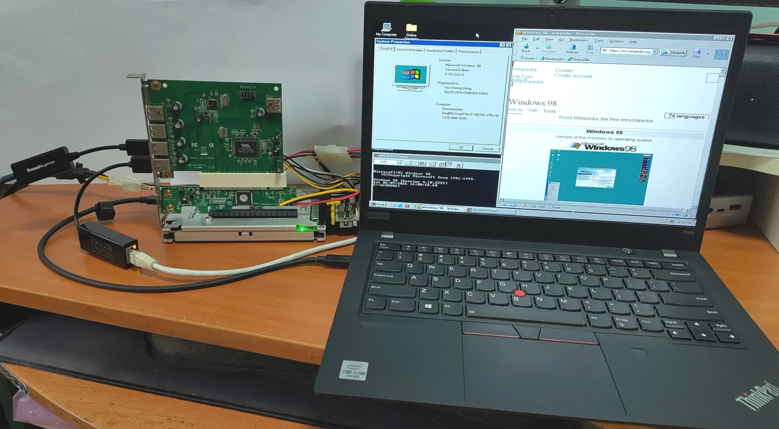 Windows 98 Gets a Second Life on a 2020 ThinkPad With UEFI-CSM and Adapters