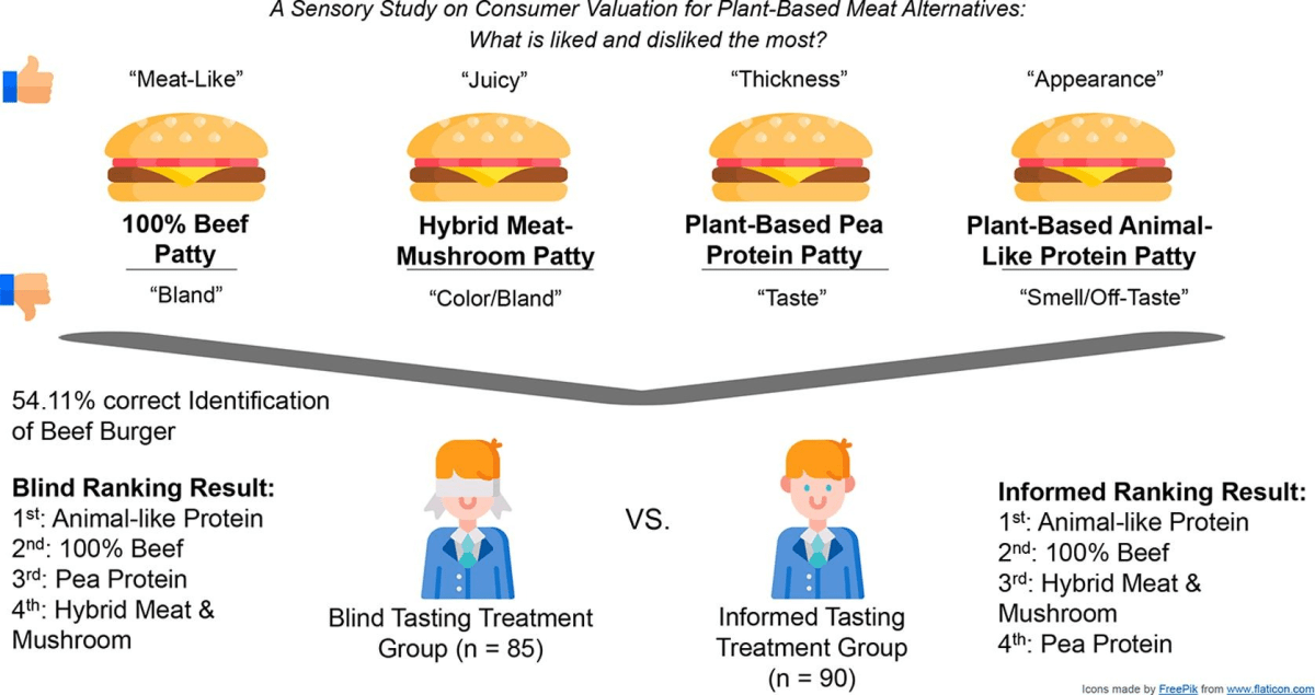 Featured image for Animal-like protein beats 100% beef in blind taste test.