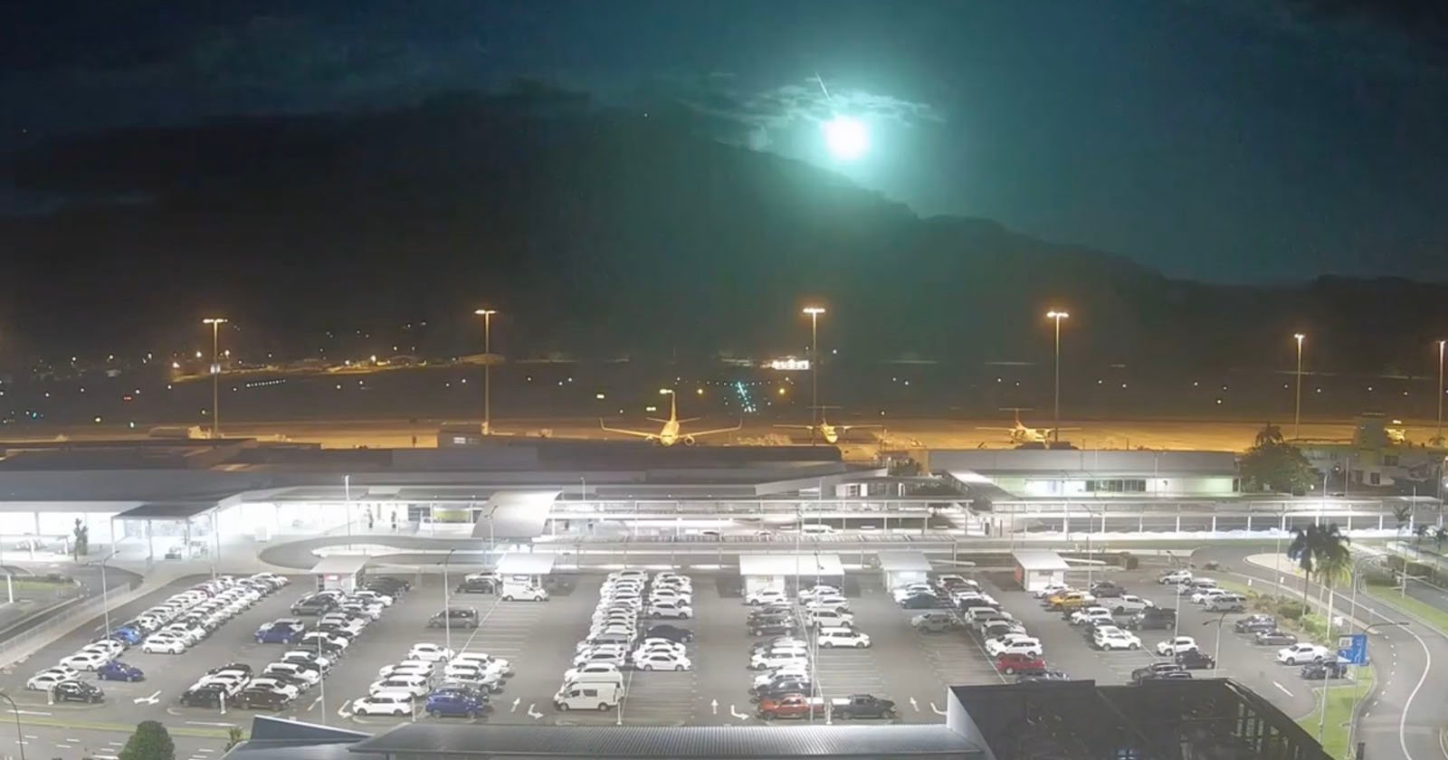 Massive Green Fireball Explodes Over Australian Airport