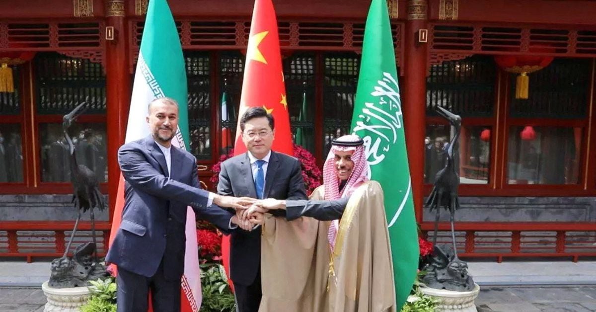 Saudi and Iranian Foreign Ministers hold talks in Beijing to improve diplomatic relations.