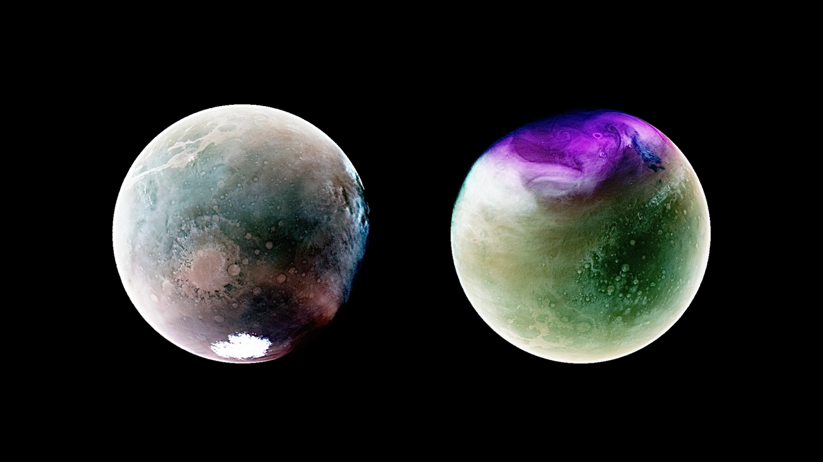 NASA's MAVEN spacecraft captures stunning ultraviolet views of Mars.