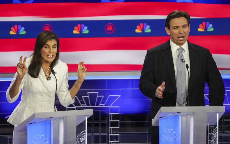 Featured image for "Republicans Haley and DeSantis vie for No. 2 spot in White House race at fourth GOP debate"