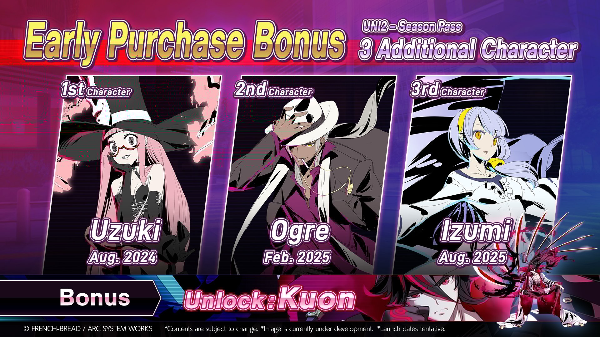 Featured image for "New DLC Characters Uzuki, Ogre, and Izumi Announced for Under Night In-Birth II: Sys:Celes"