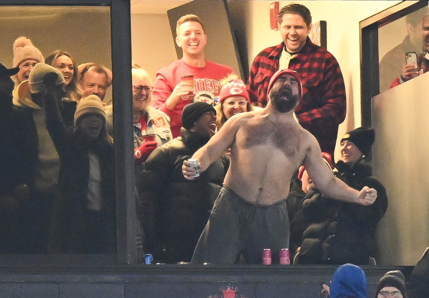 "Shirtless Jason Kelce Steals the Show with Chiefs, Bills, and Taylor Swift"