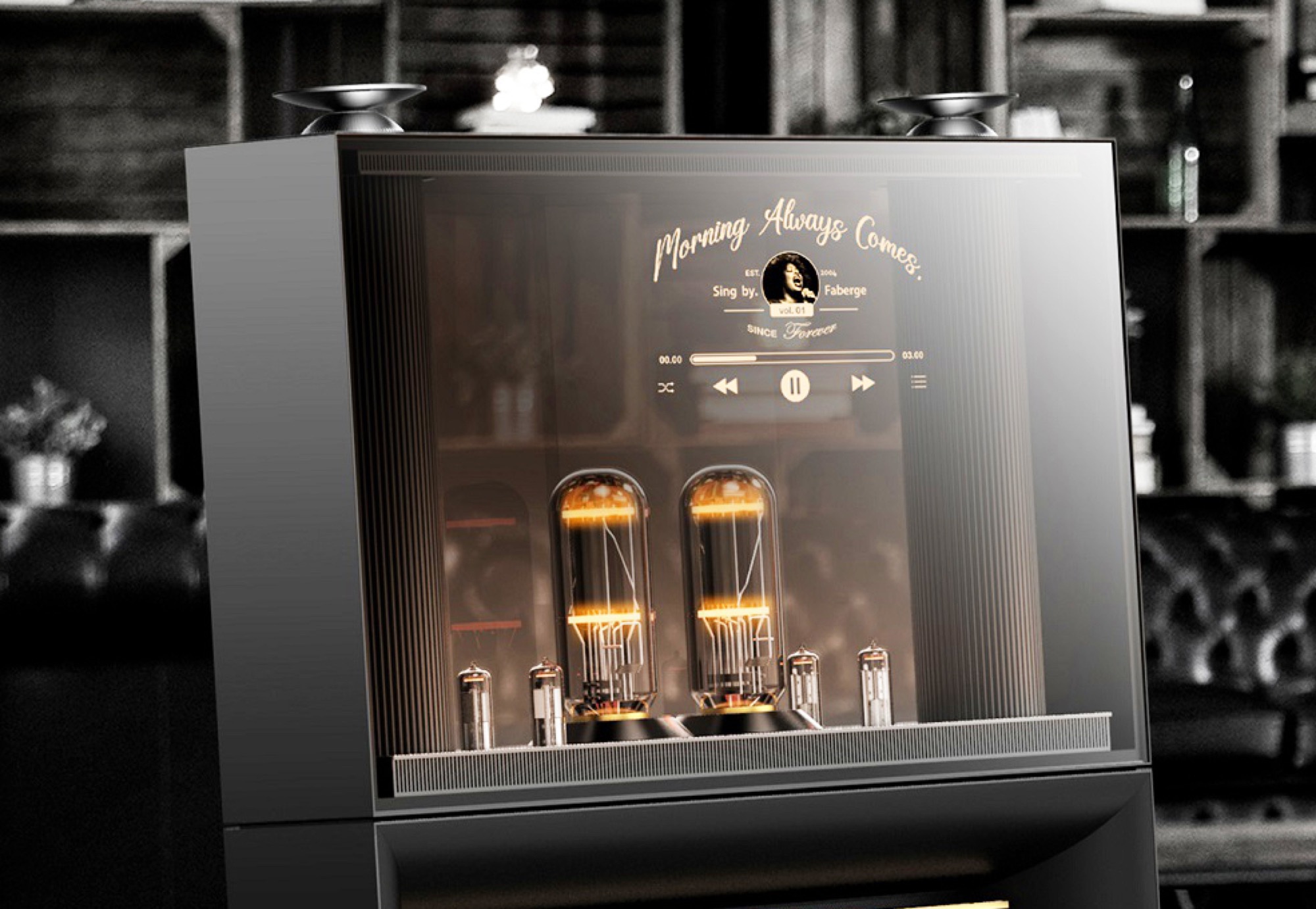 "LG's DukeBox Merges Vintage Tube Sound with Transparent OLED Tech at CES 2024"