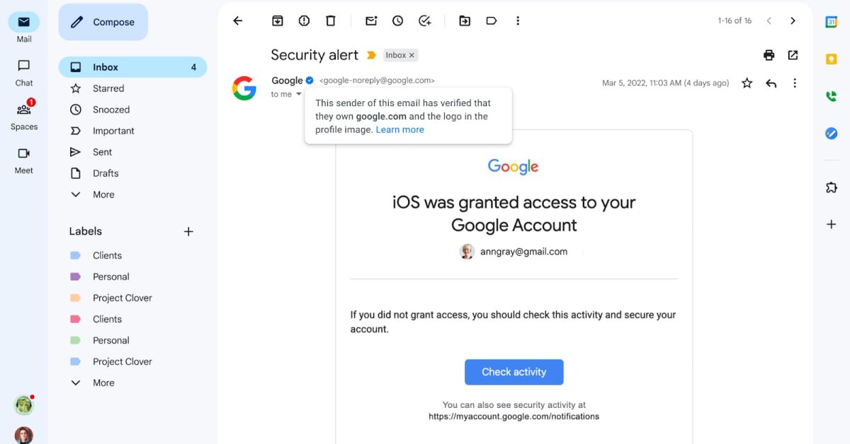 Featured image for Gmail introduces blue checkmark for sender verification.