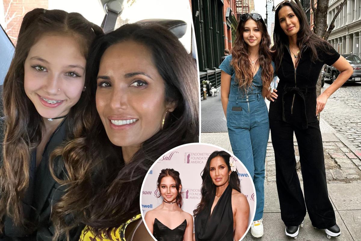 Featured image for Padma Lakshmi and daughter Krishna stun in matching black gowns at NYC ball.