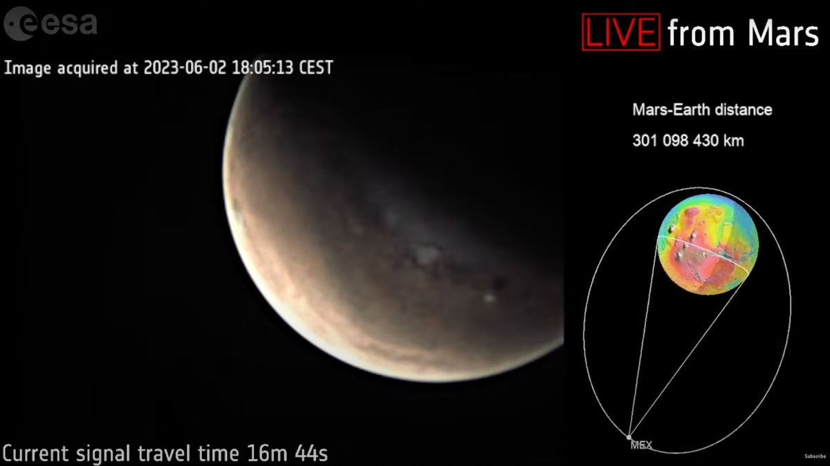 ESA spacecraft beams first-ever live video from Mars despite technical difficulties.