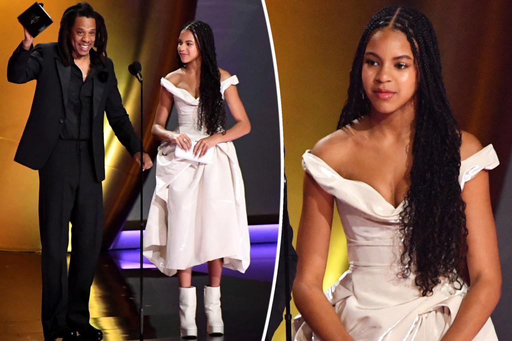 Featured image for "Blue Ivy Stuns in Off-the-Shoulder White Dress at Grammys 2024"