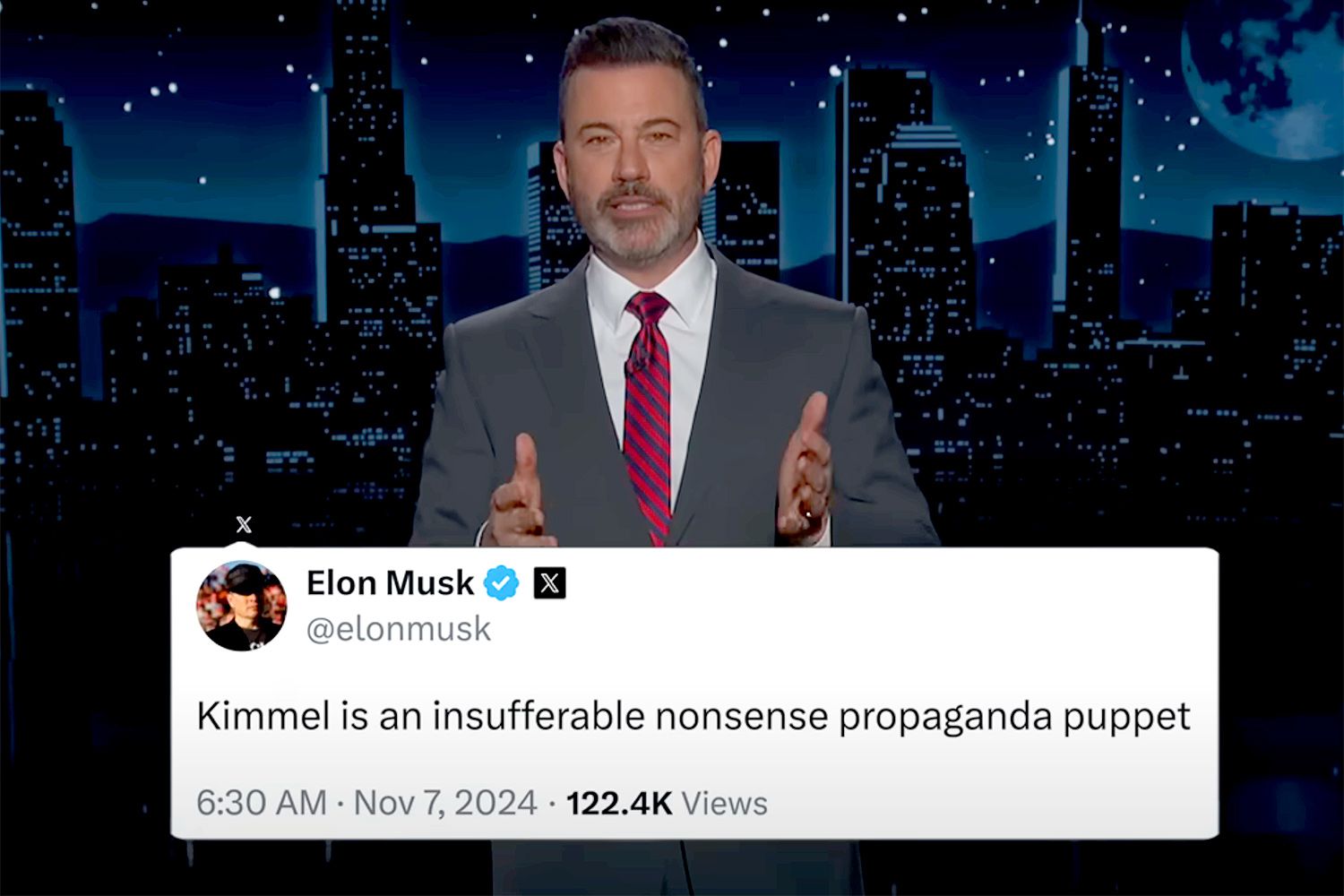 Featured image for Jimmy Kimmel Claps Back at Elon Musk's 'Puppet' Jab