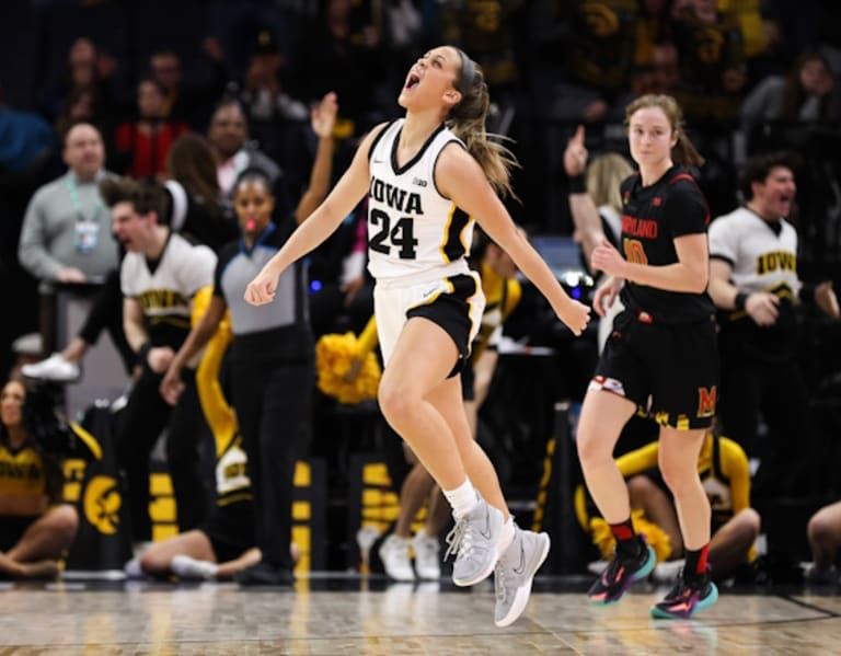 Featured image for Caitlin Clark's 38-point performance leads No. 3 Iowa WBB to victory over Maryland