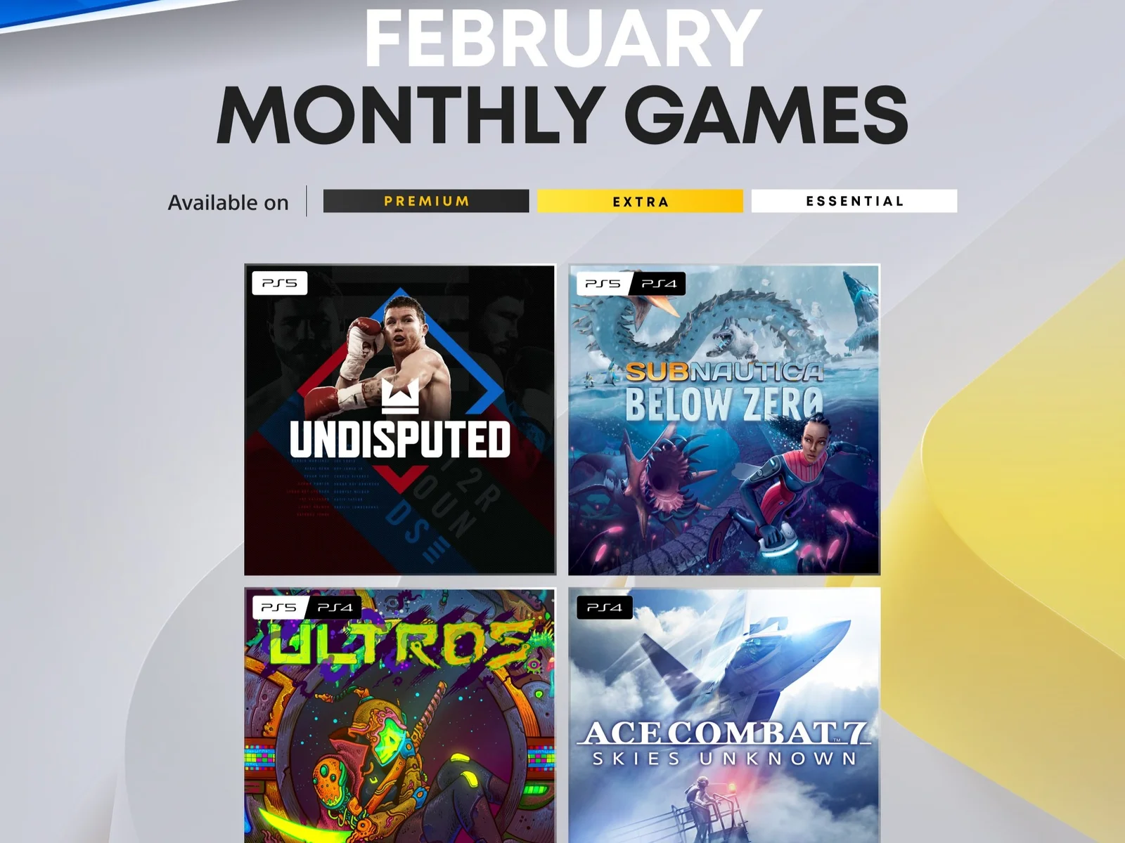 PS Plus February 2026 lineup features Undisputed, Subnautica Below Zero, Ultros, and Ace Combat 7