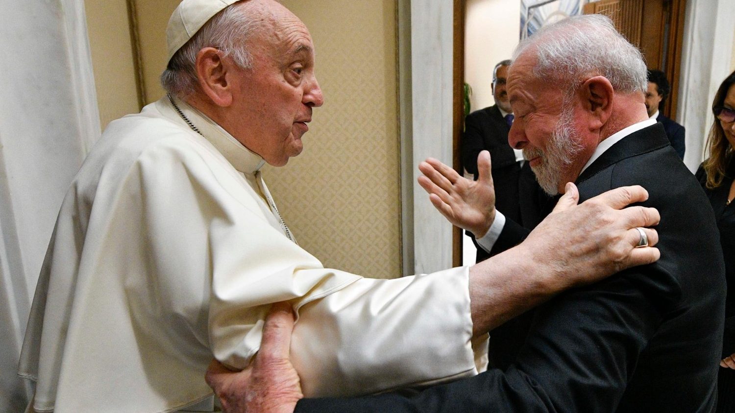 Brazil's President Lula meets with Pope Francis in Rome.