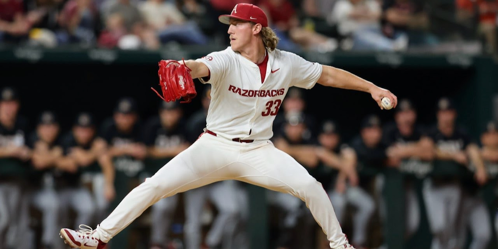 Featured image for "Arkansas' Hagen Smith's Record-Tying 17-Strikeout Performance Secures Victory"