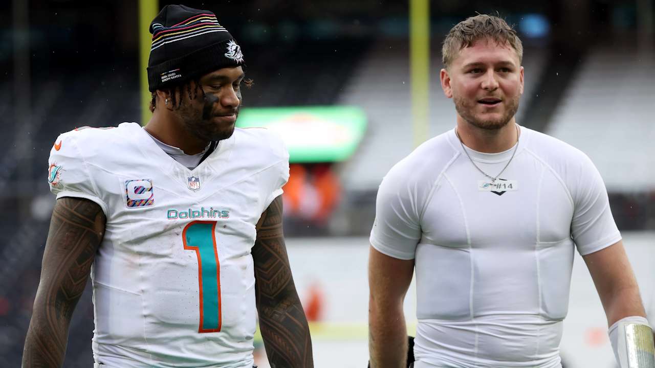 Featured image for Dolphins Bench Tua Tagovailoa, Start Rookie Ewers Amid Uncertainty