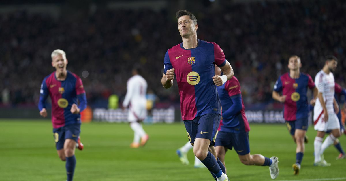 Featured image for Lewandowski Hits 100 Champions League Goals as Barcelona Triumphs 3-0