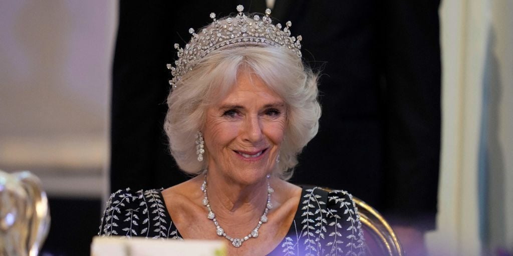 Featured image for "Queen Camilla Honors Late Queen Elizabeth with Sentimental Tiara and Diamonds"