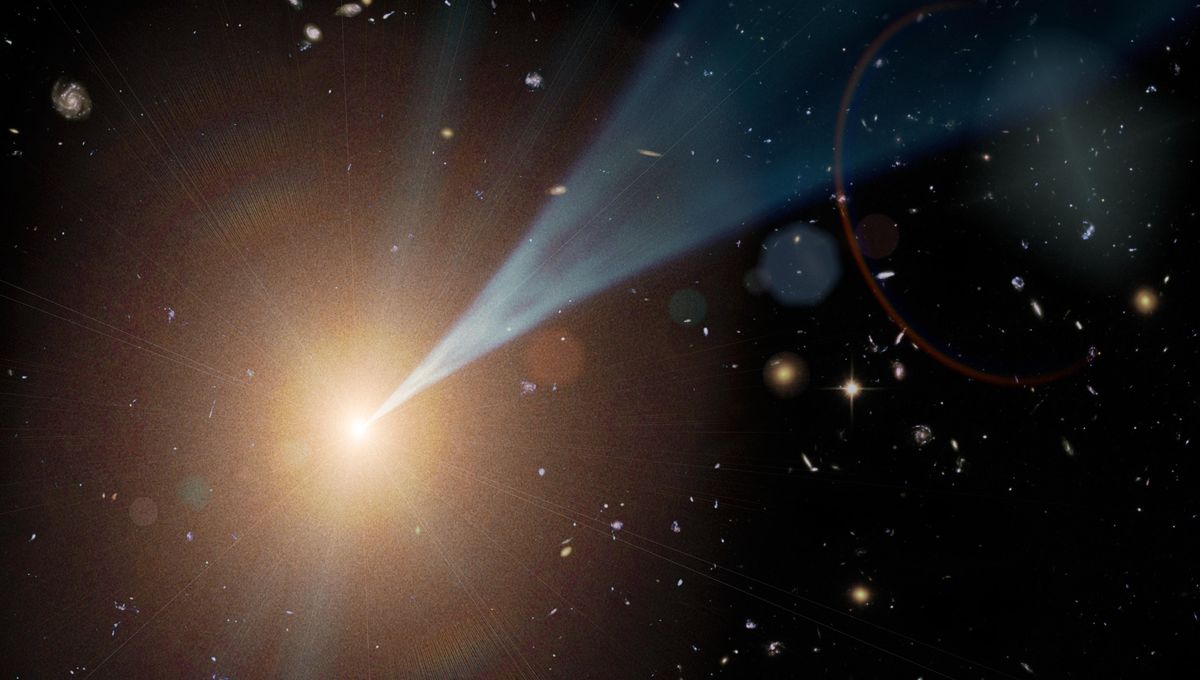 Galaxy's Reclassification Due to Supermassive Black Hole's Direct Aim at Earth