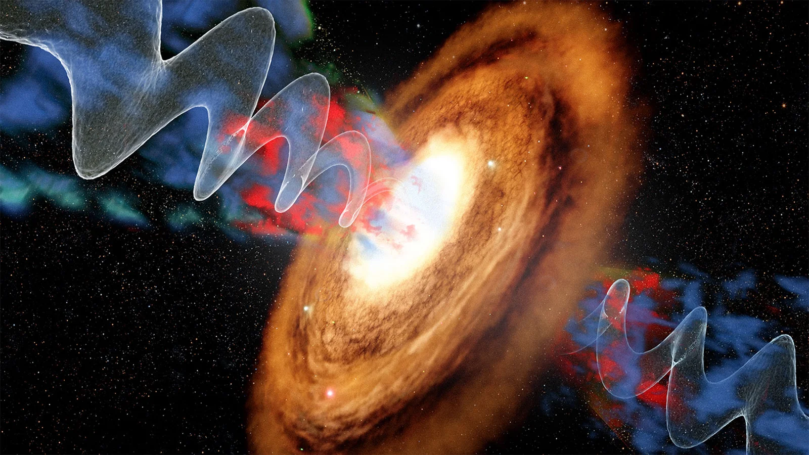 Gigantic wobbling black-hole jet rewrites galaxy science