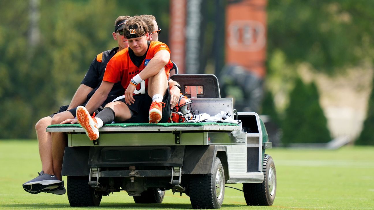 "Bengals' Joe Burrow Suffers Calf Injury During Practice"