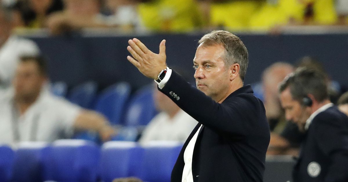 Featured image for "Pressure mounts for Germany's Hansi Flick as national team flounders ahead of Euro 2024."