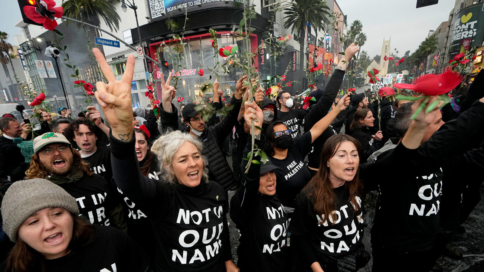 Featured image for "Protesters Demand Gaza Cease-Fire, Paralyze Hollywood and Highland Intersection"