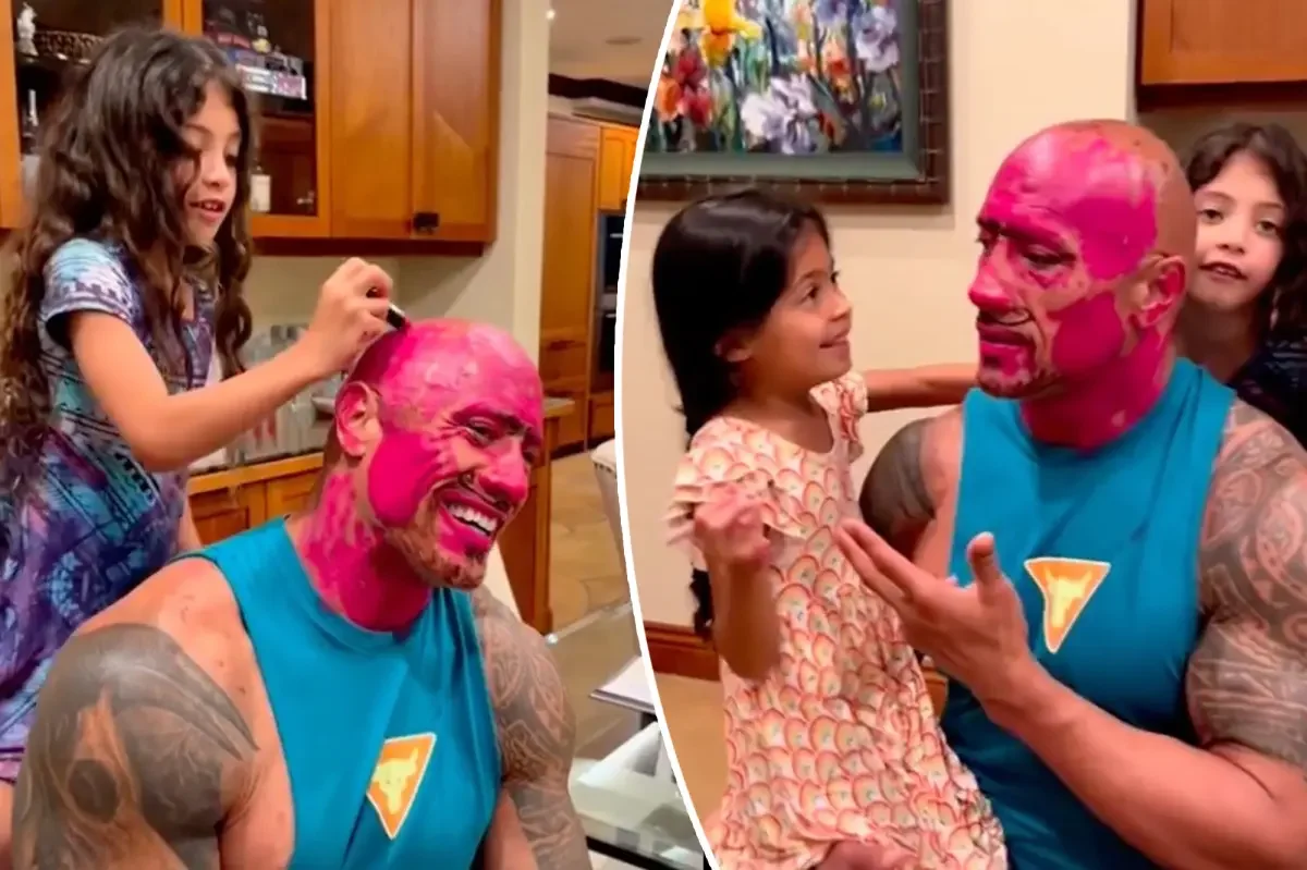Dwayne Johnson's Daughters Give Him Hilarious Makeover